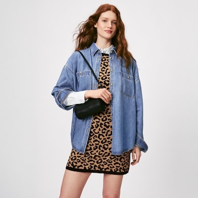 Chemisier ample en denim délavé clair - Laver Pâle