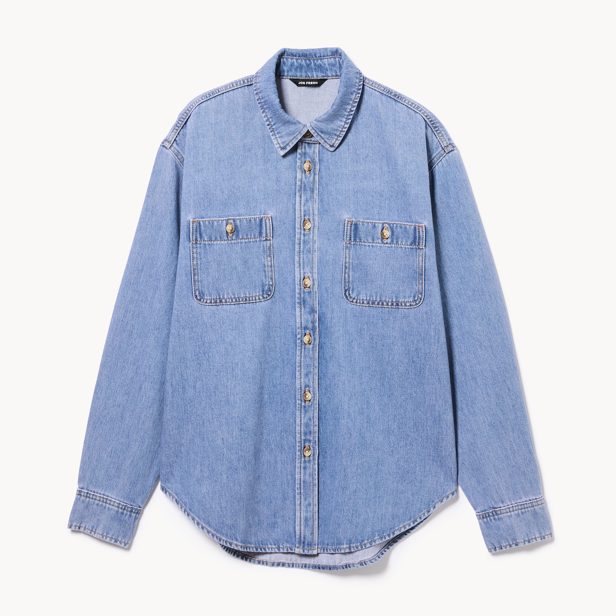 Chemisier ample en denim délavé clair