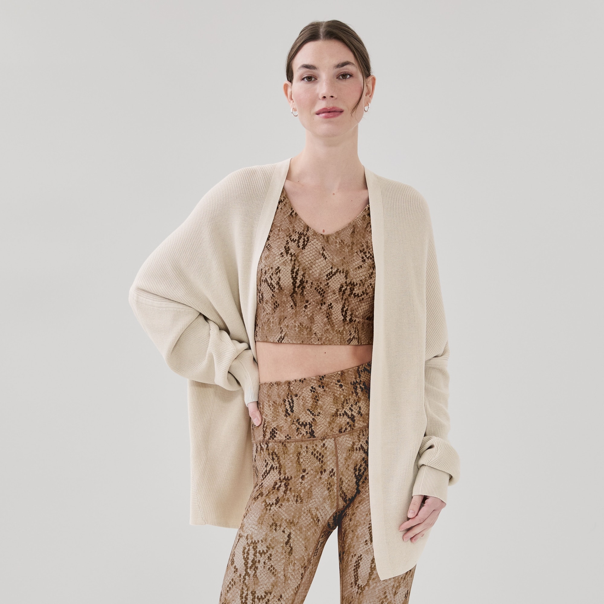 Active Knit Cardigan in Light Sand from Joe Fresh