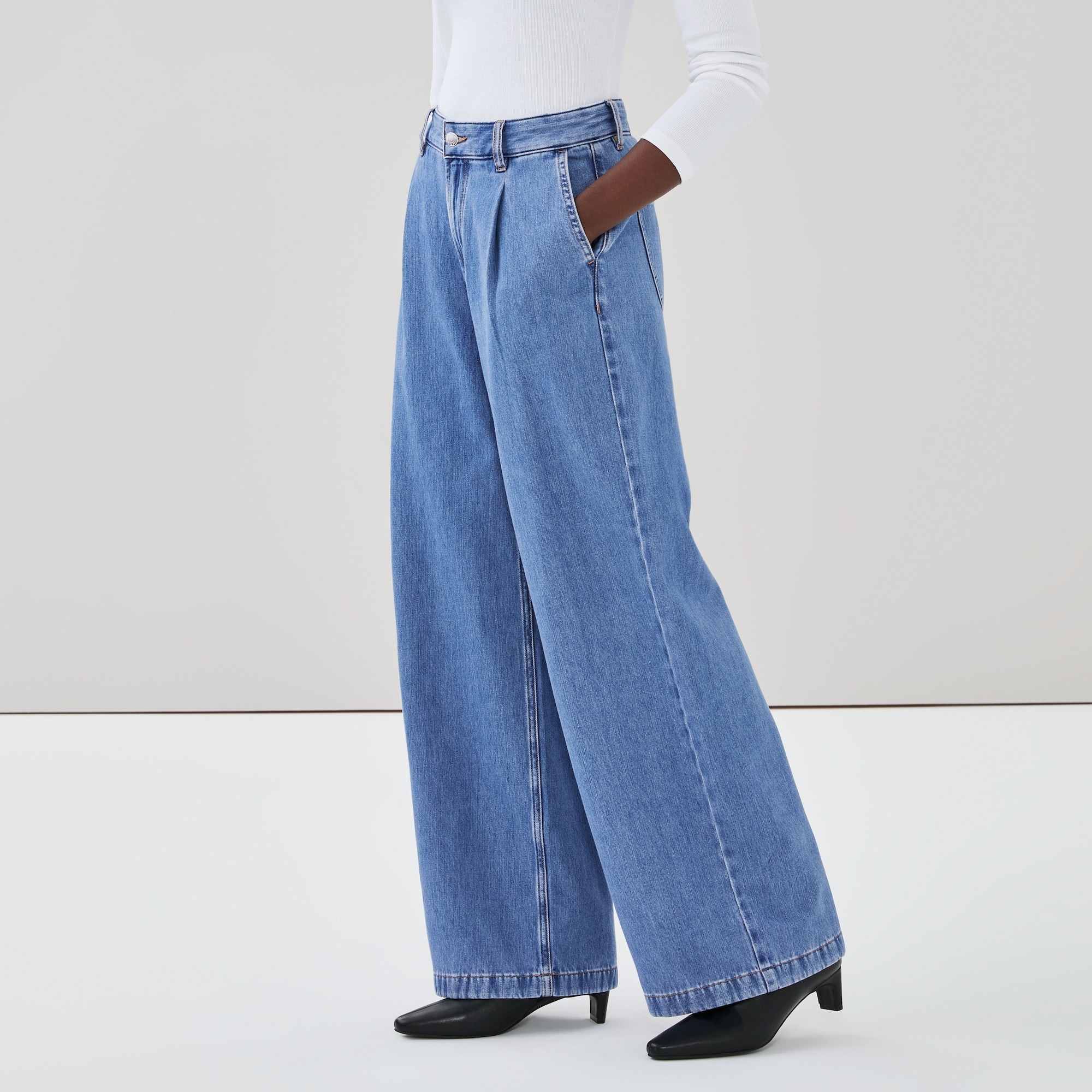 Light Wash Wide Leg Denim Trouser