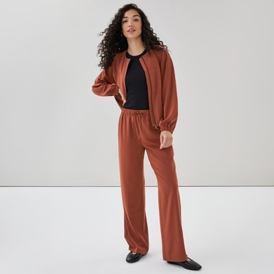 Wide Leg Track Pant  - Dark Copper