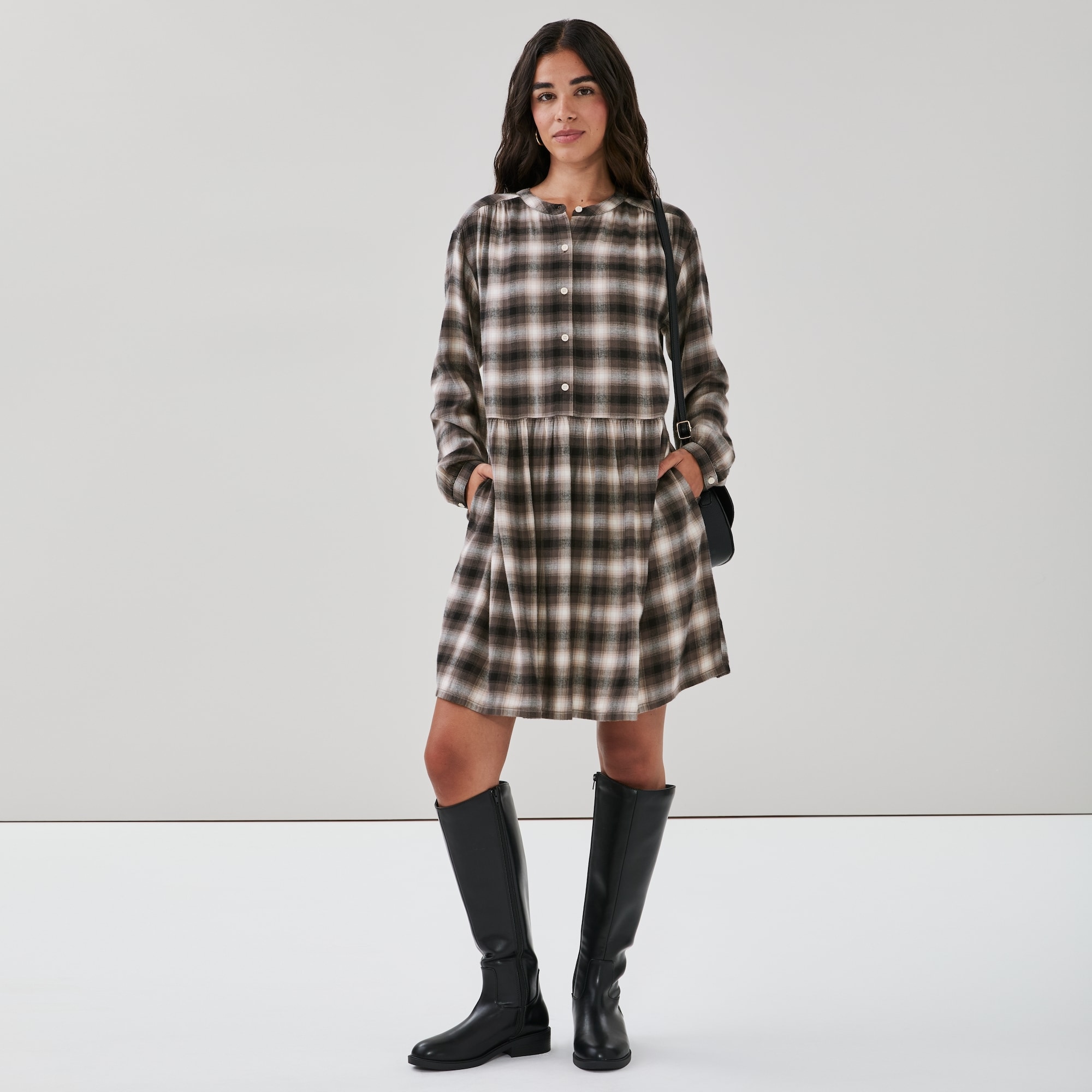Flannel Knee Length Dress