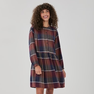 Robe au genou en flanelle - Marine