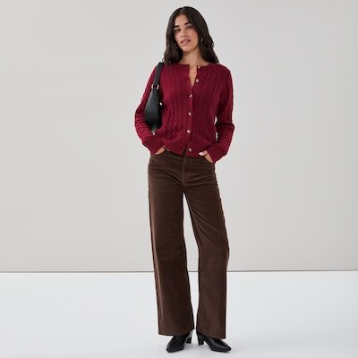 Corduroy Wide Leg Pant - Dark Brown