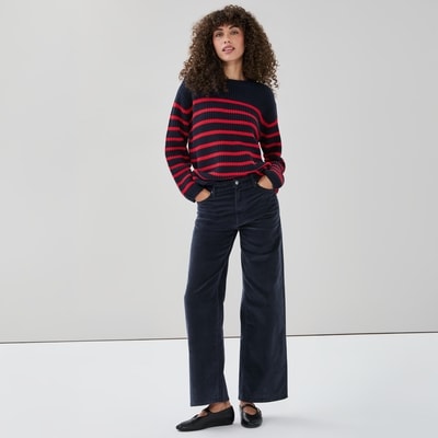 Corduroy Wide Leg Pant - Dark Navy