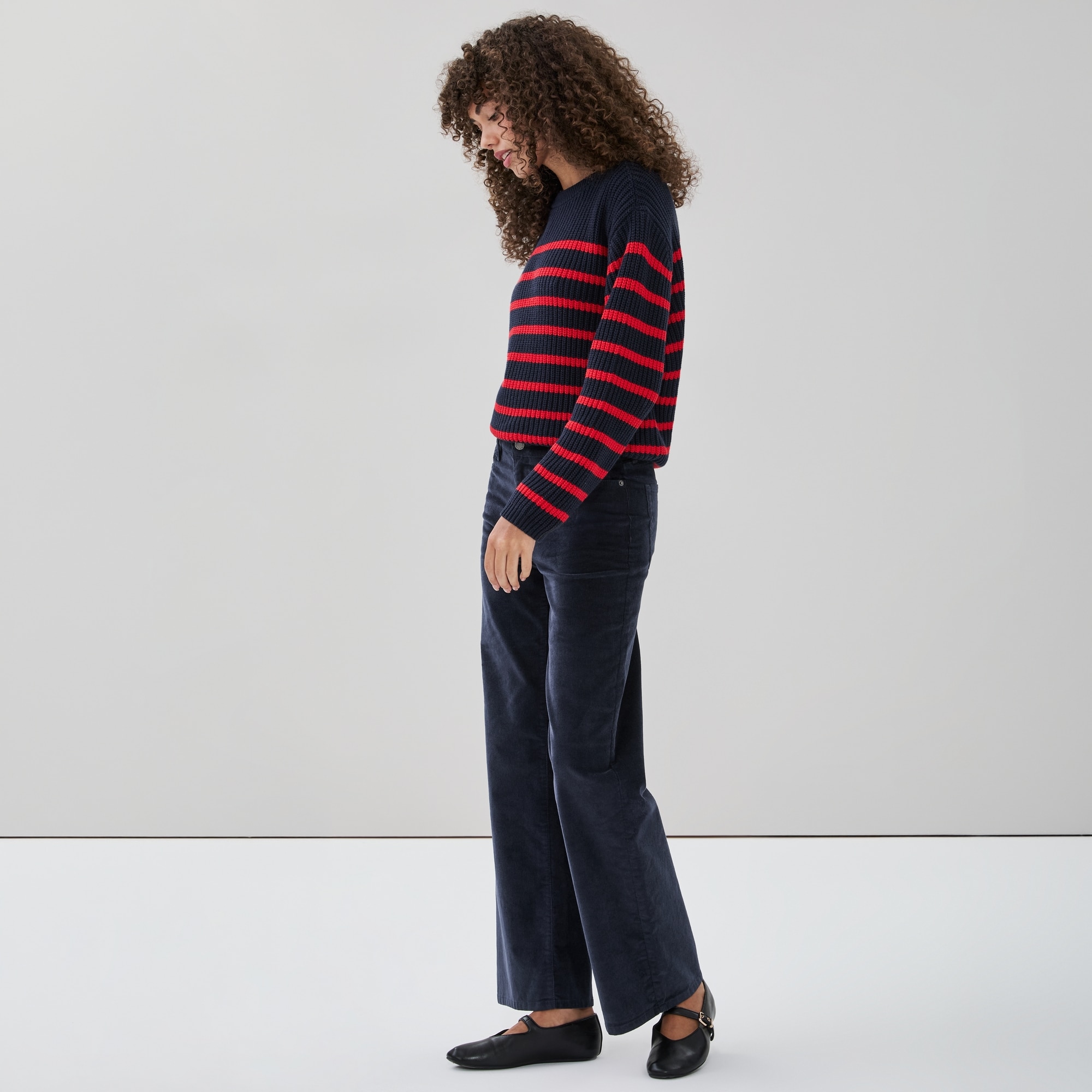 Pantalon à jambe large en velours côtelé