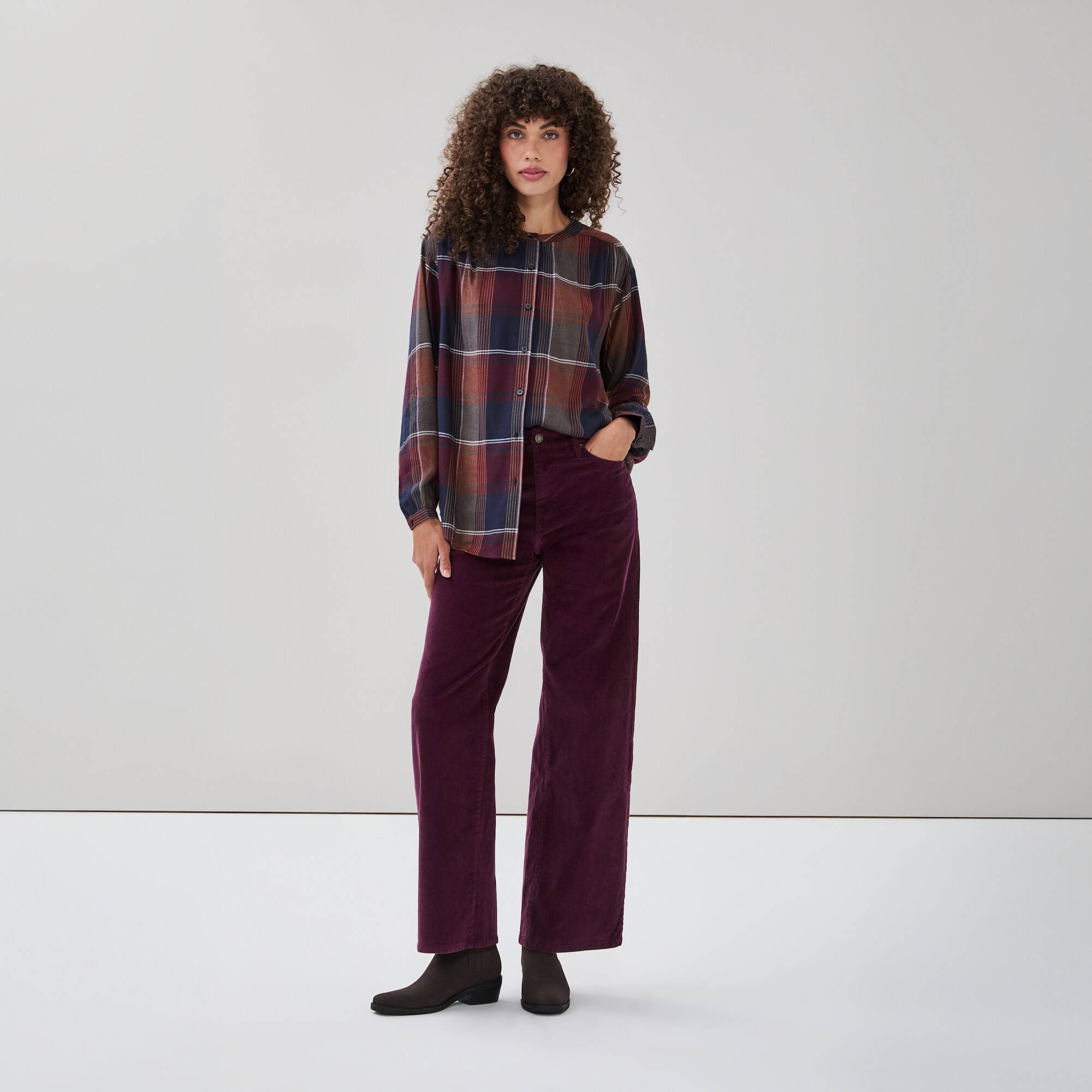 Pantalon à jambe large en velours côtelé