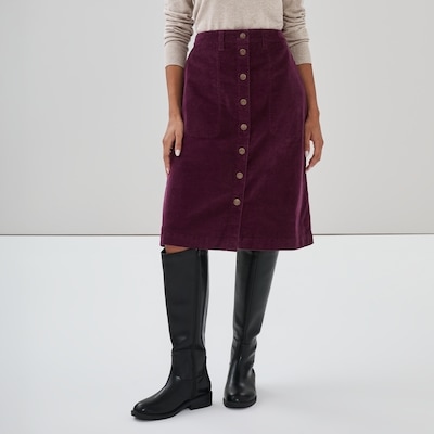 Corduroy Midi Skirt - Dark Purple