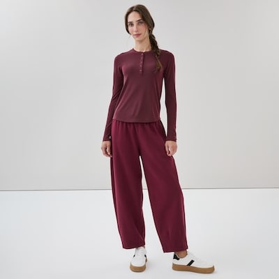 Active SoftWash Henley Long Sleeve Top - Maroon