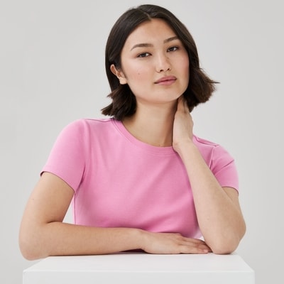 T-shirt ajusté essentiel - Rose