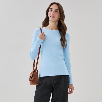 Organic Cotton Long Sleeve Top - Light Blue