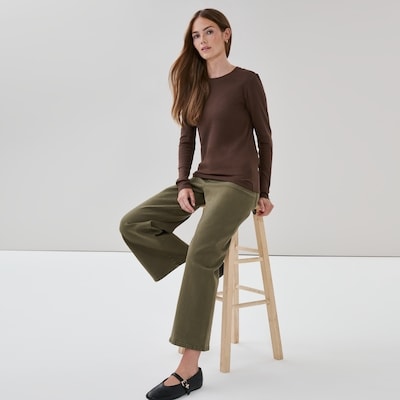 Organic Cotton Long Sleeve Top - Dark Brown