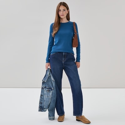 Organic Cotton Long Sleeve Top - Light Navy
