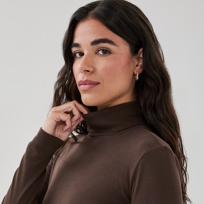 Organic Cotton Turtleneck - Dark Brown