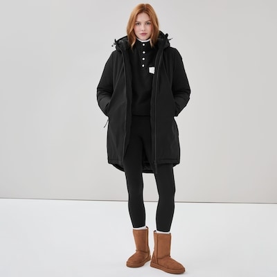 Veste midi matelassée à capuchon - Noir