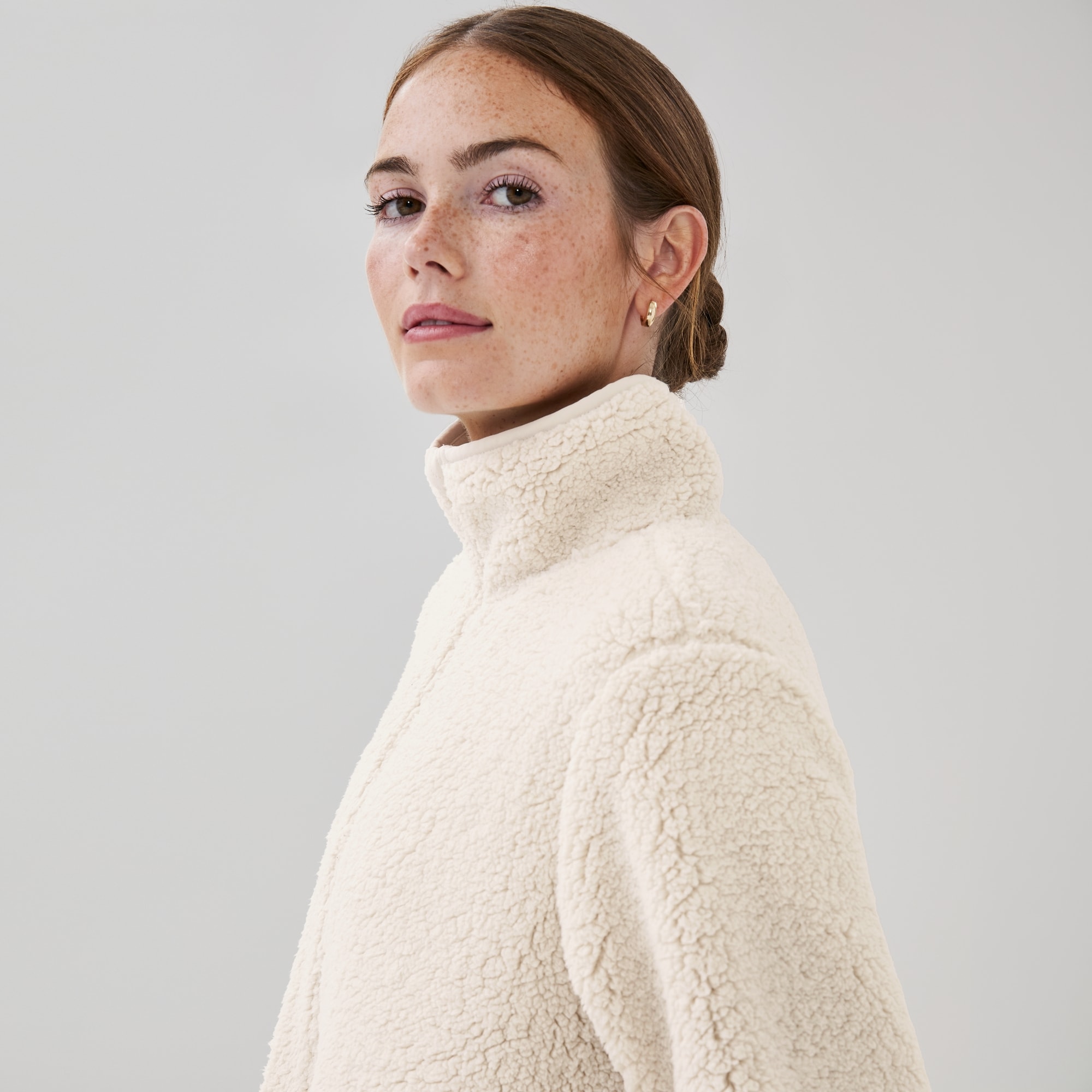 Veste midi en molleton effet peau de mouton