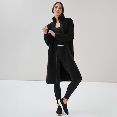 Teddy Fleece Midi Jacket - Black