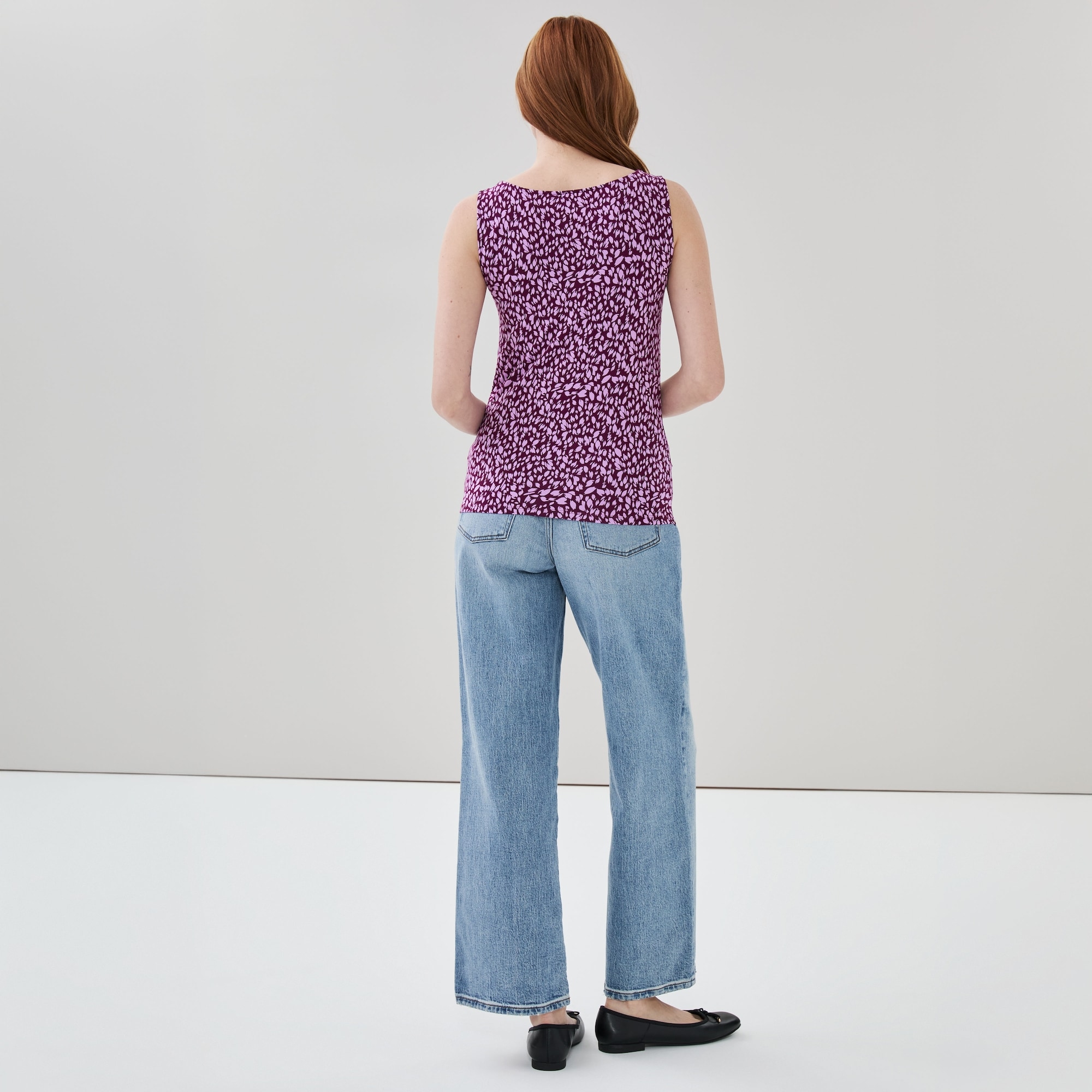 Printed Boat Neck Top 