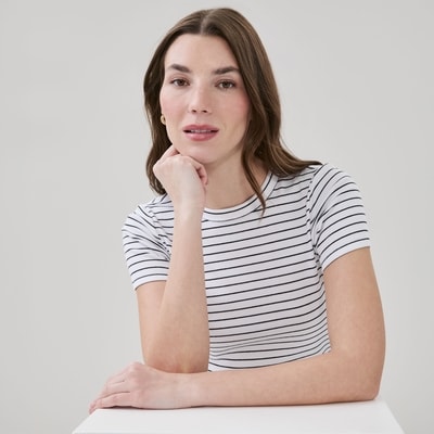 Slim Fit Ribbed T-Shirt - White