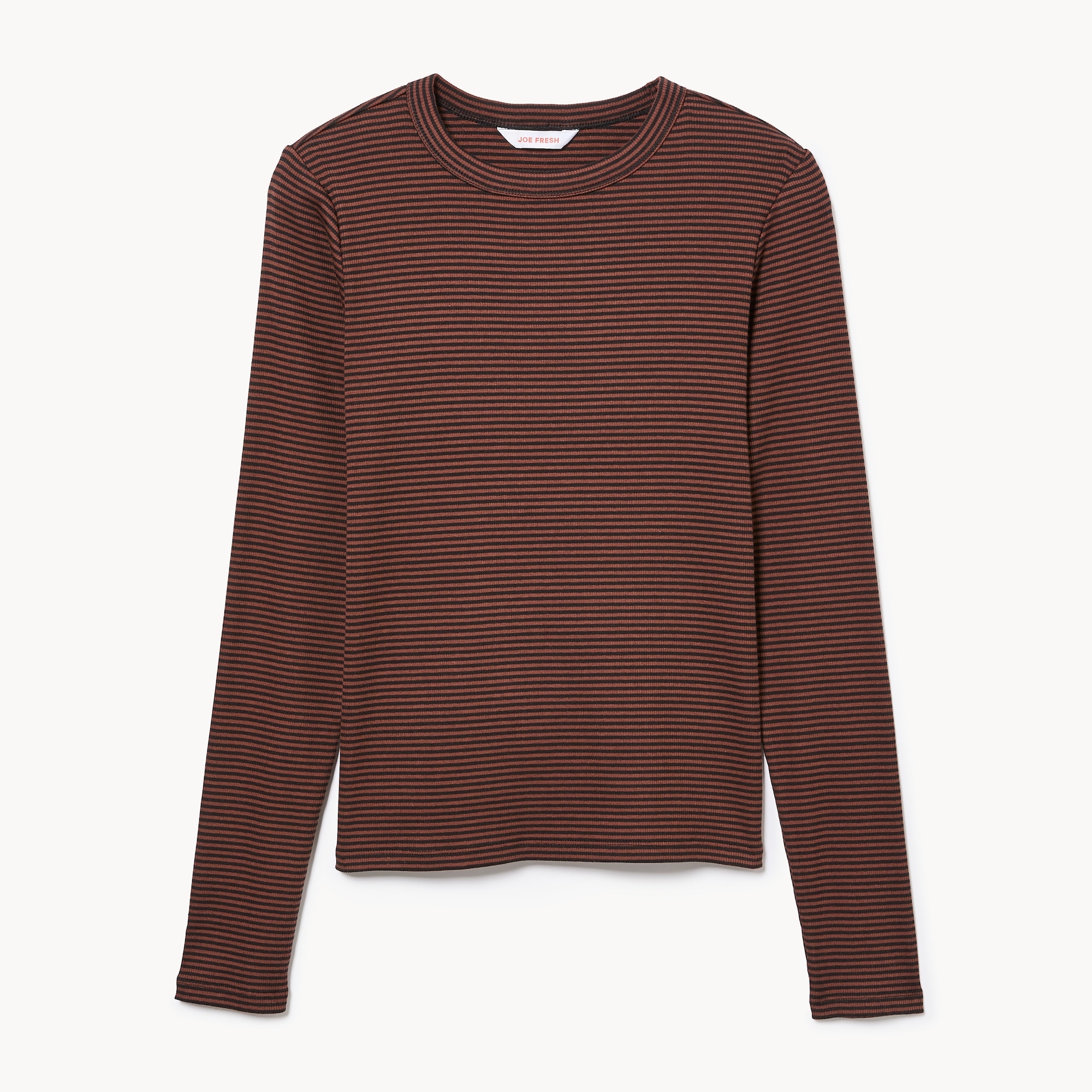 Striped Slim-Fit Ribbed Long Sleeve Top