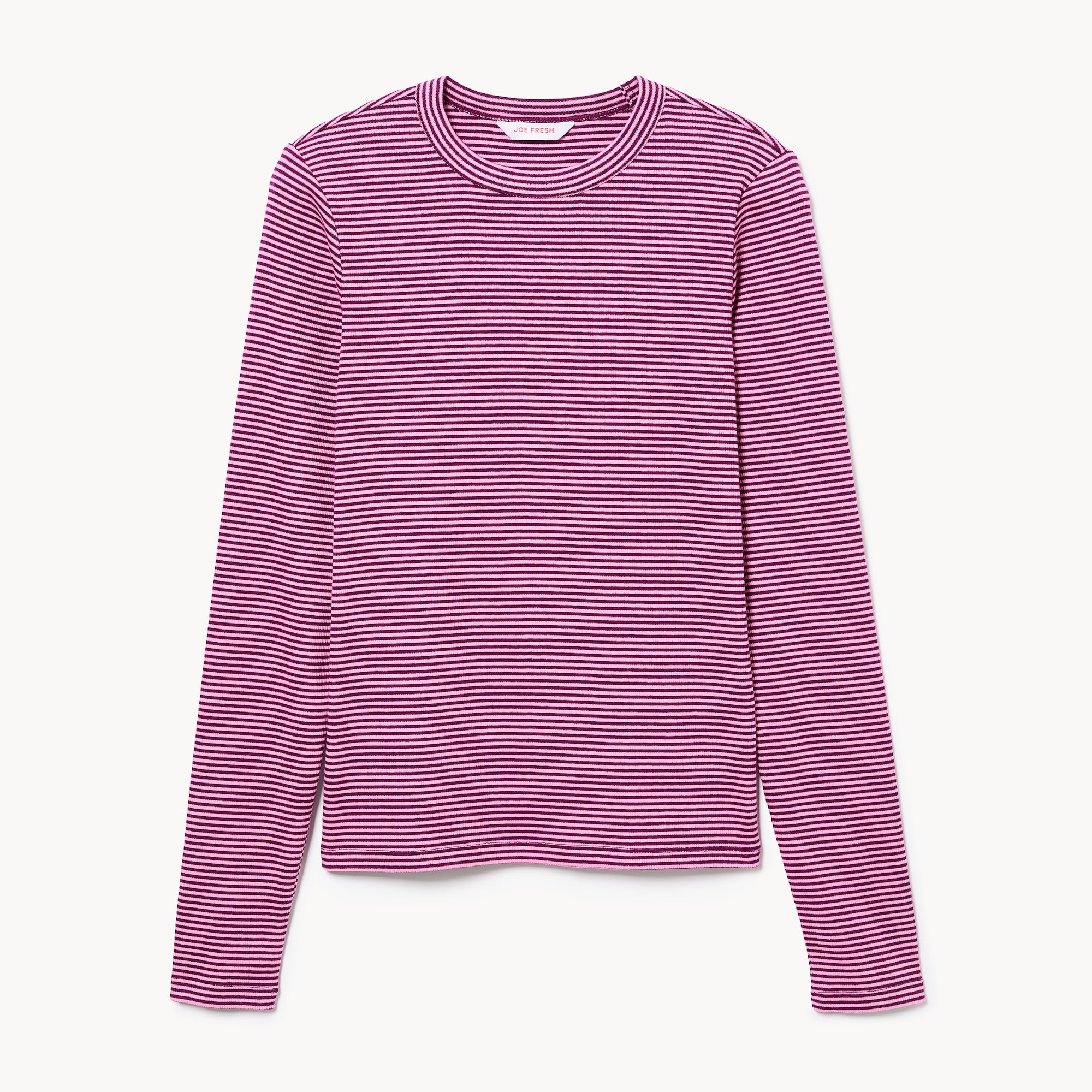 Striped Slim-Fit Ribbed Long Sleeve Top