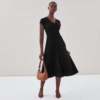 Robe midi boutonnée sur l’avant - Noir JF