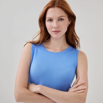 Pointelle Tank - Bright Blue