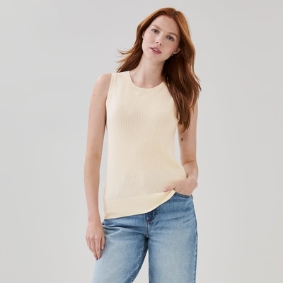 Cami en mailles pointelle - Crème