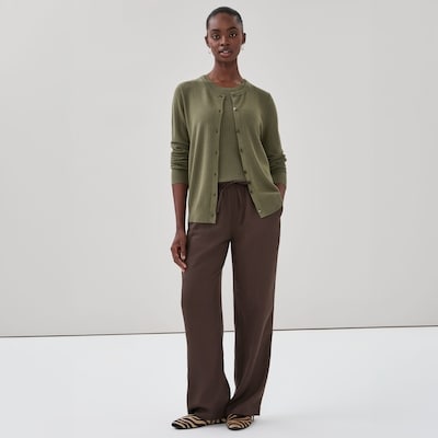 Pointelle Cardigan - Khaki Green