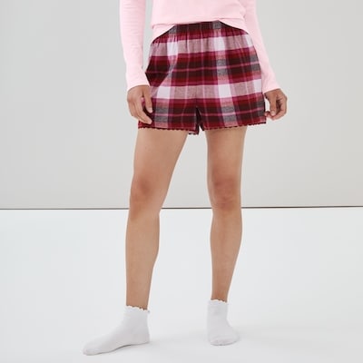 Flannel Sleep Short - Burgundy