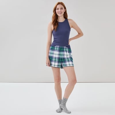 Flannel Sleep Short - Green