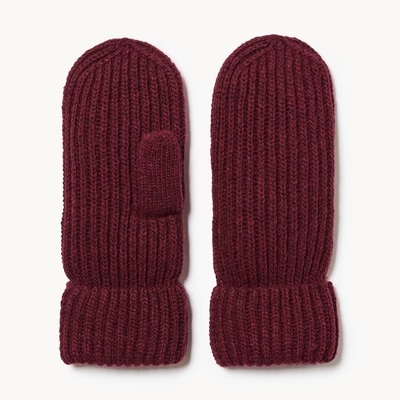 Knit Mittens - Burgundy