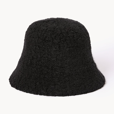 Chapeau cloche en molleton effet peau de mouton - Noir