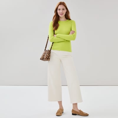 Ribbed Long Sleeve Top - Lime Green
