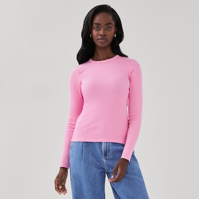 Ribbed Long Sleeve Top - Pink