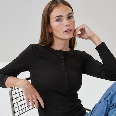Henley Sleep Top - JF Black