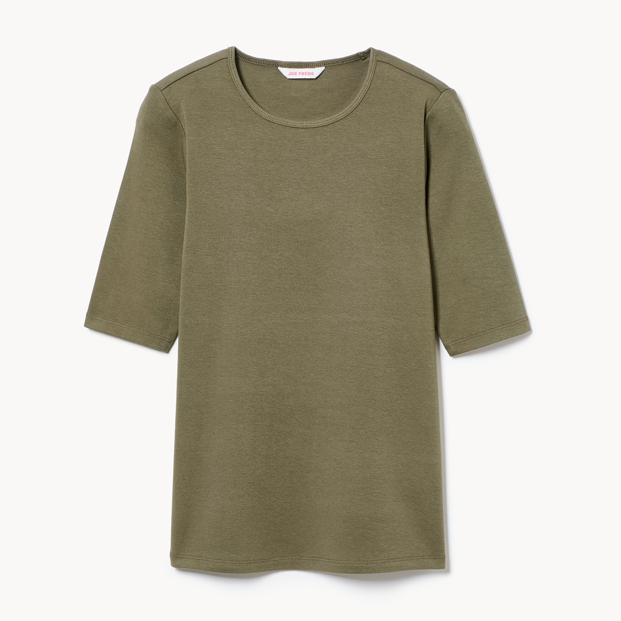 T-shirt côtelé à manches trois-quarts
