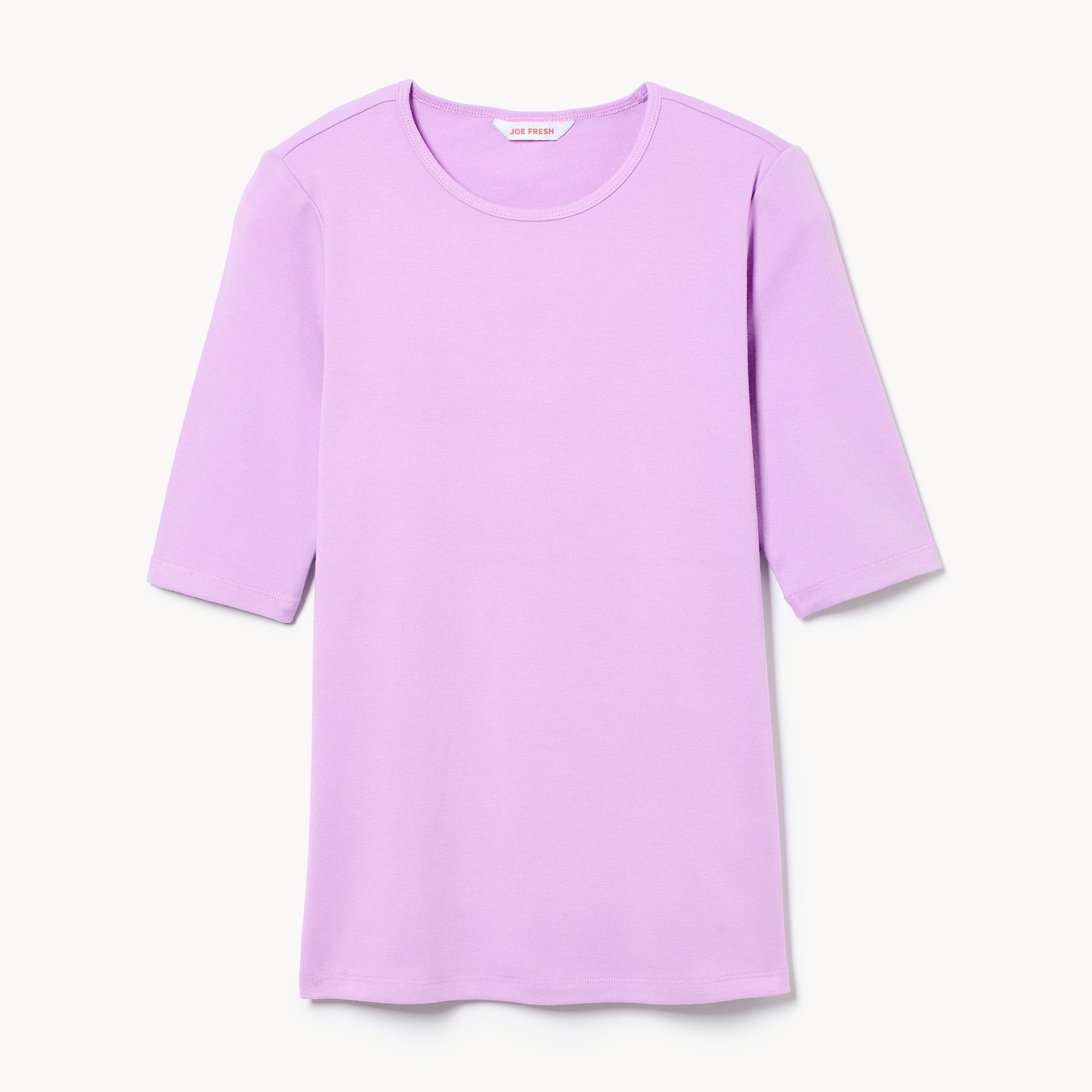 Ribbed Quarter Sleeve T-Shirt
