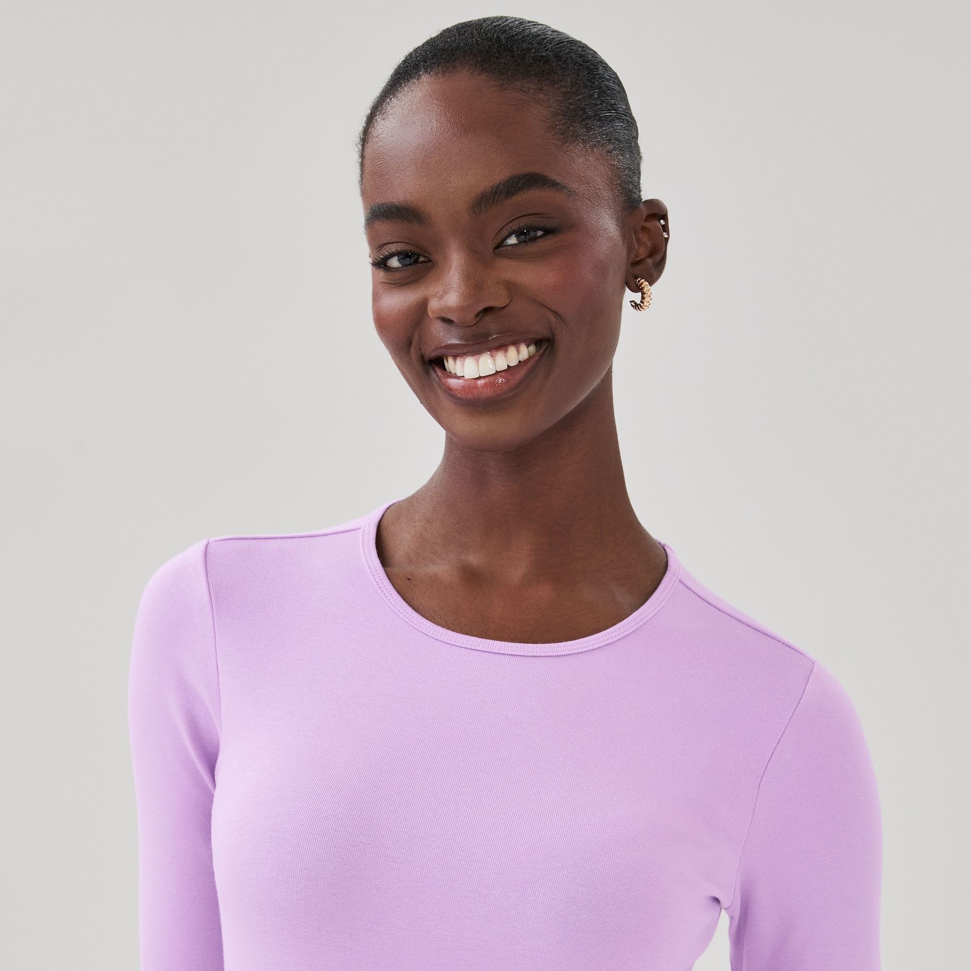 Ribbed Quarter Sleeve T-Shirt
