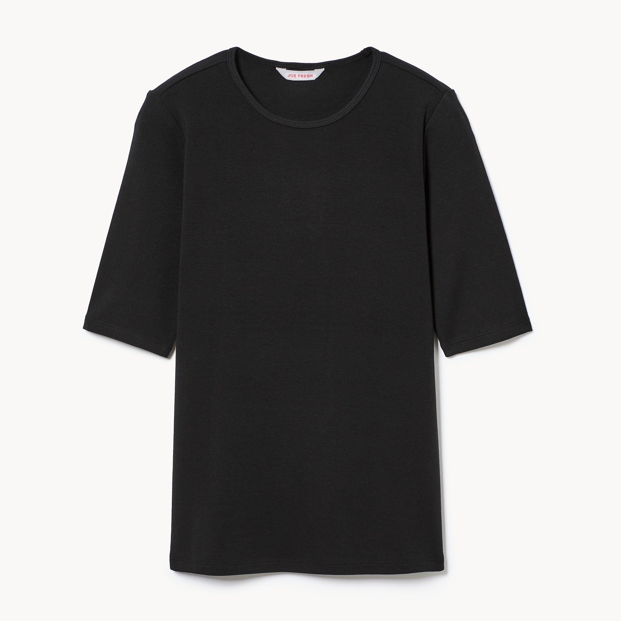 T-shirt côtelé à manches trois-quarts