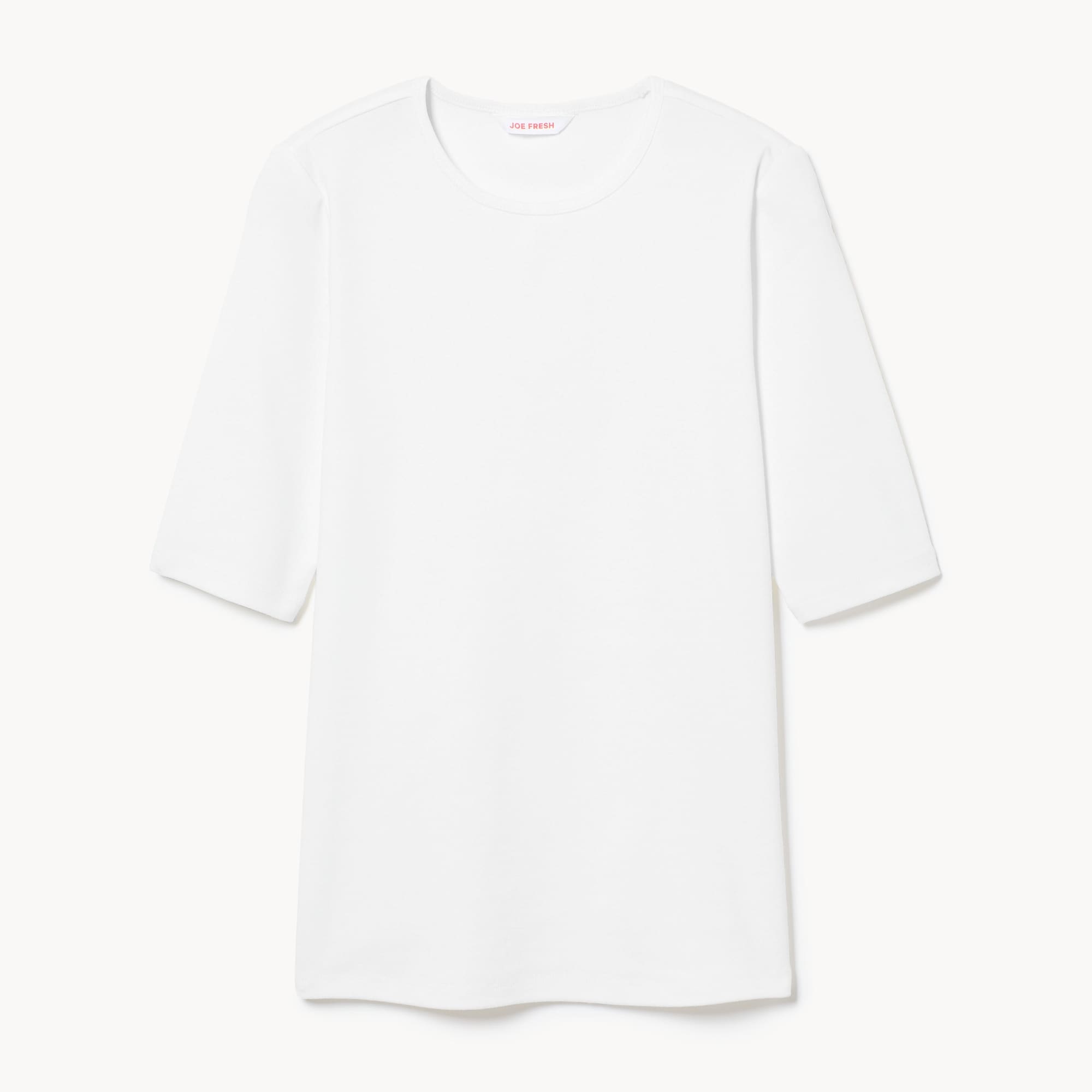 T-shirt côtelé à manches trois-quarts