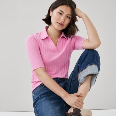 Ribbed Polo - Pink