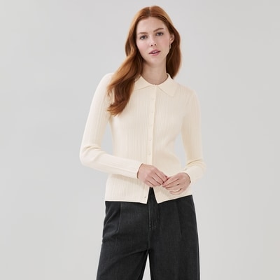 Cardigan style polo - Crème
