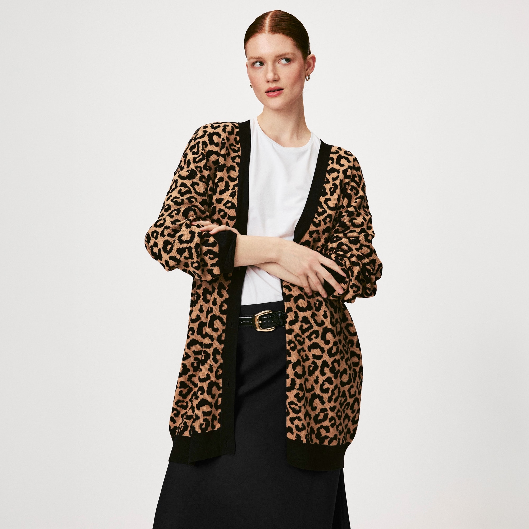Cardigan ample à imprimé léopard
