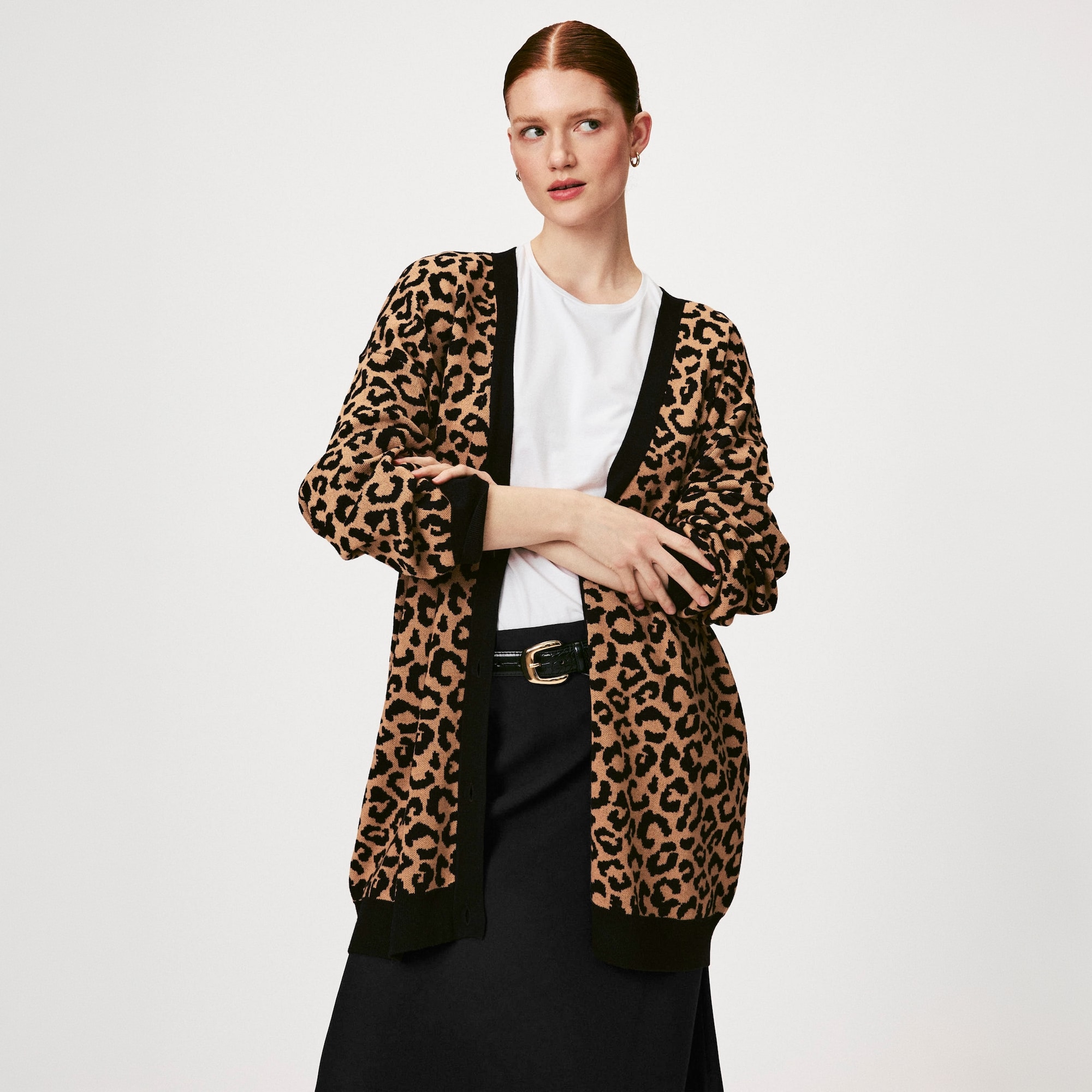 Cardigan ample à imprimé léopard