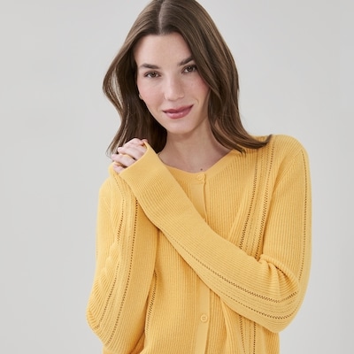 Cardigan en mailles pointelle - JAUNE PUSSIEREUX