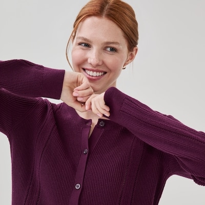 Cardigan en mailles pointelle - Marron