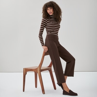 Ponte Straight Leg Pant - Dark Brown