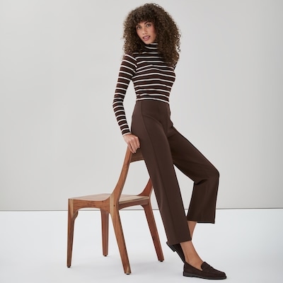 Ponte Straight Leg Pant - Dark Brown