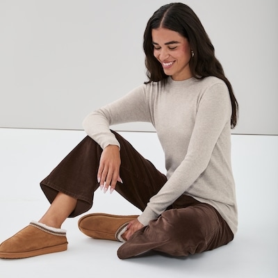 Cotton Cashmere Blend Sweater - Dusty Taupe MIx